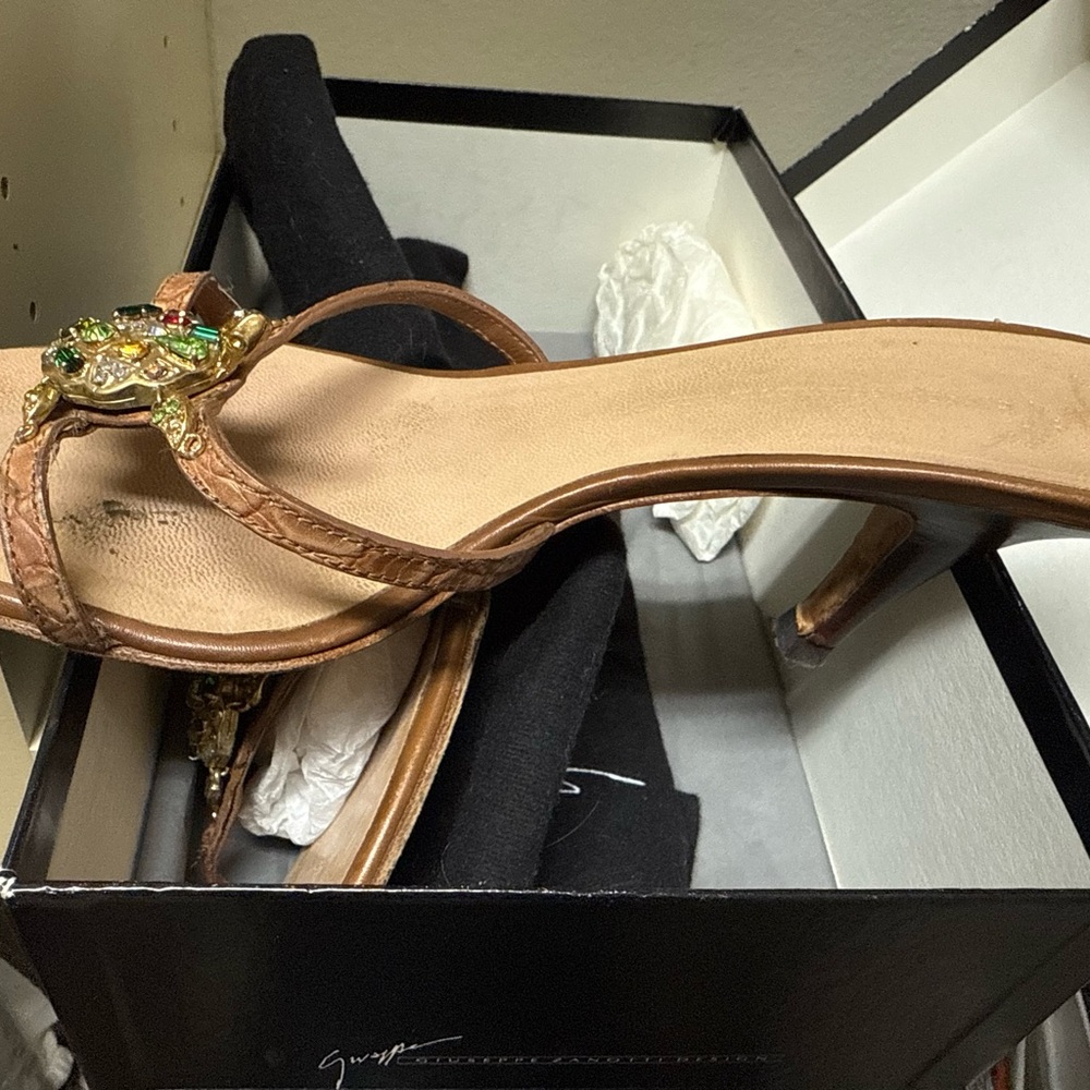 Giuseppe Zanotti Brown Heels with Gold Accents